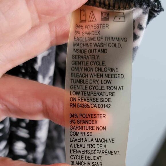 Tanjay cap sleeve black and white mottled pattern dress. EUC - Picture 6 of 8